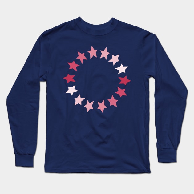 Viva Magenta Star Circle Graphic Long Sleeve T-Shirt by ellenhenryart